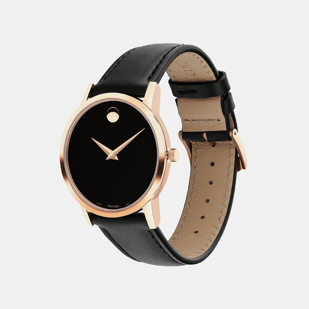 Museum Men Quartz Black Dial Analog Leather Watch 607585