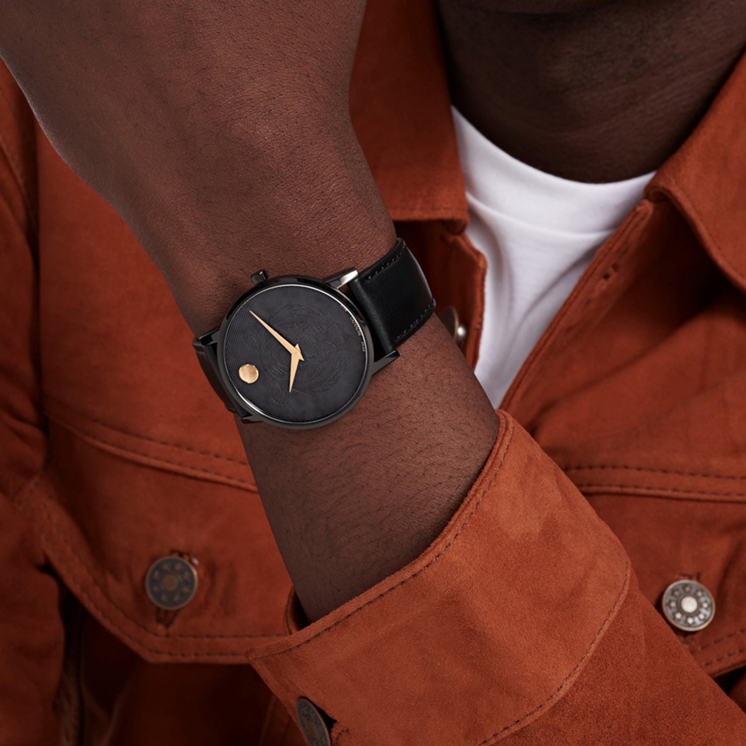 Museum Men Quartz Black Dial Analog Leather Watch 607586