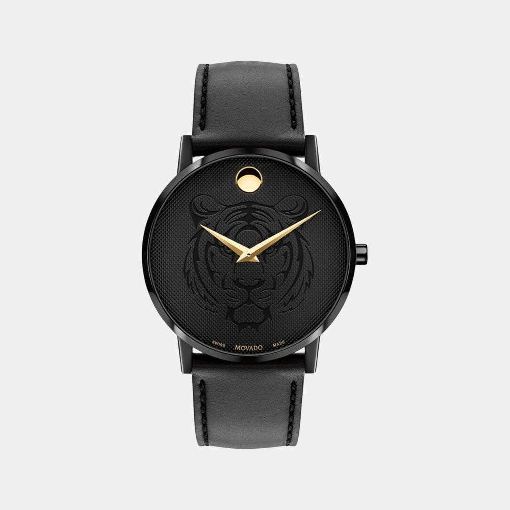 Museum Men Quartz Black Dial Analog Leather Watch 607586