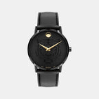 Museum Men Quartz Black Dial Analog Leather Watch 607586