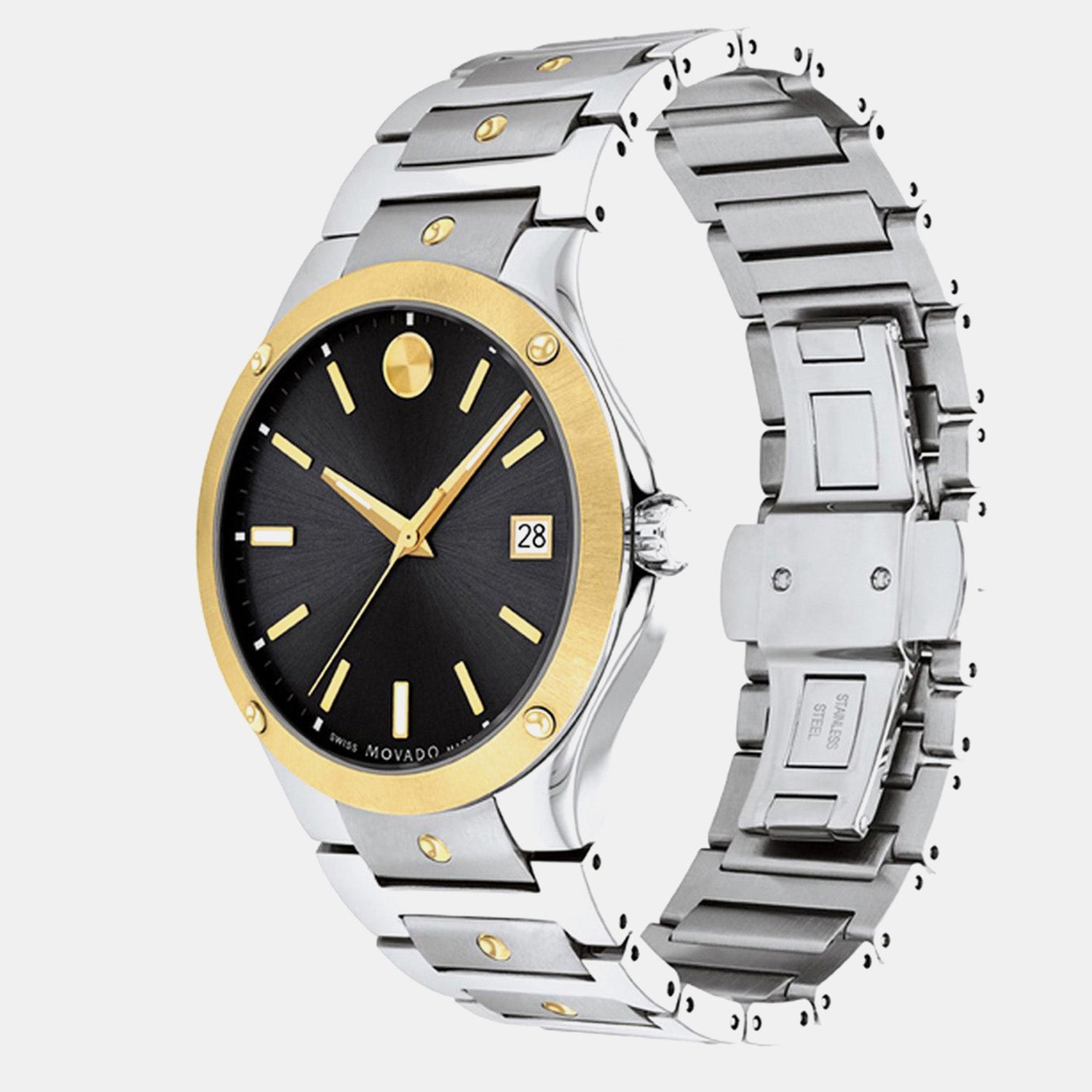 Se Men Quartz Black Dial Analog Stainless Steel Watch 607596