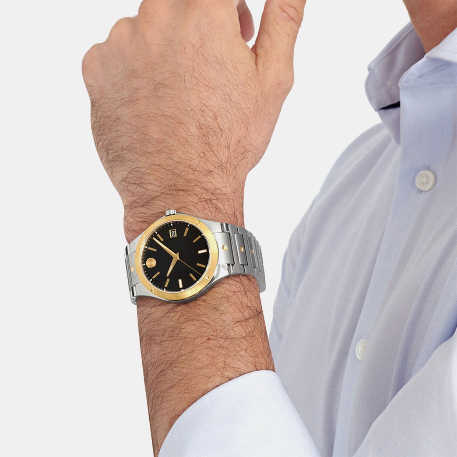 Se Men Quartz Black Dial Analog Stainless Steel Watch 607596