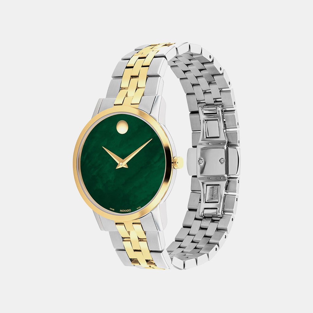Museum Women Quartz Green Dial Analog Stainless Steel Watch 607631