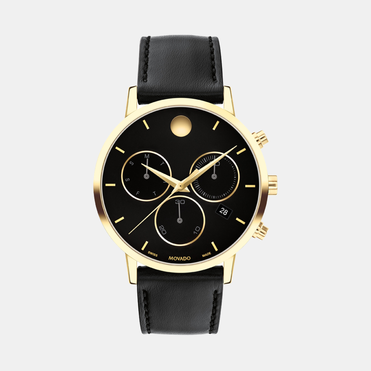 Movado Round Black Chronograph watch