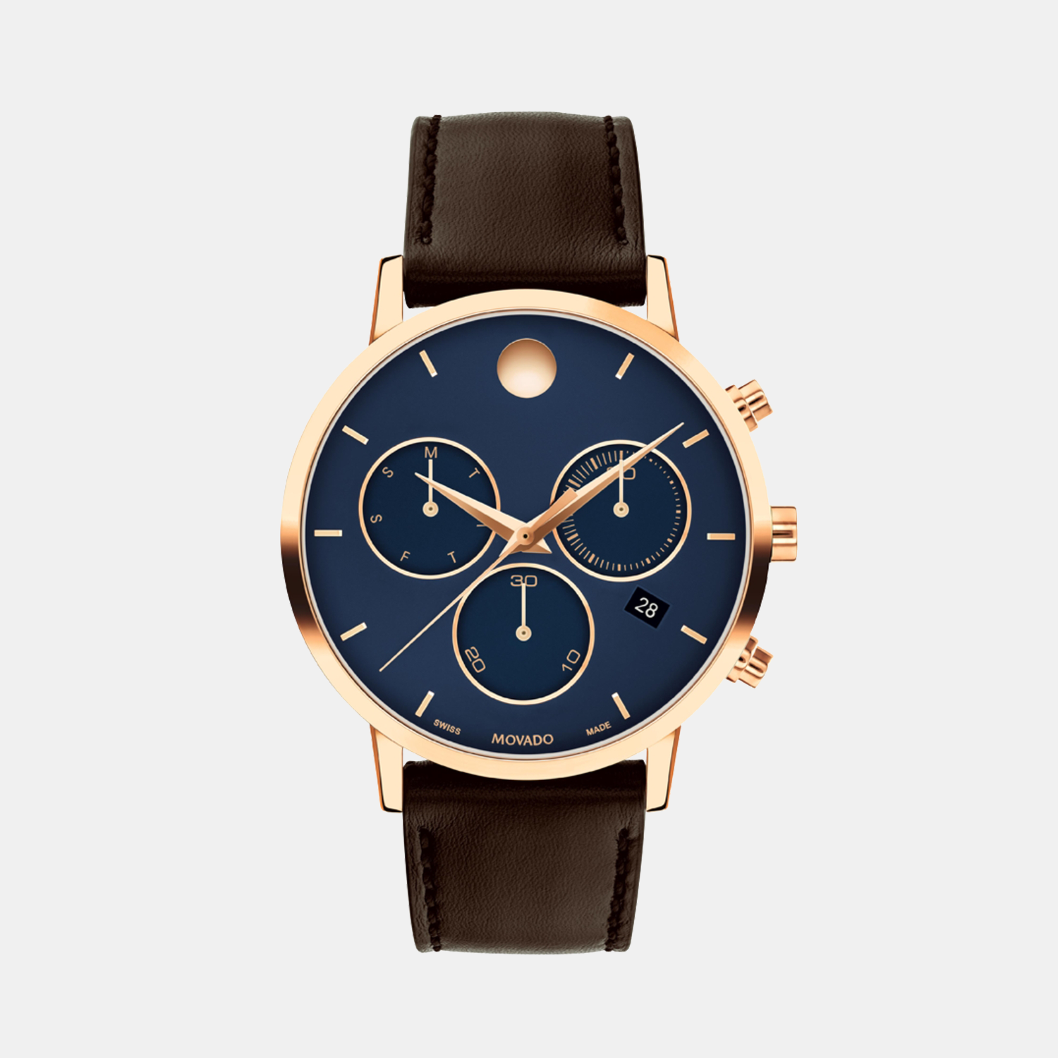 Museum Men Quartz Blue Dial Chronograph Leather Watch 607844