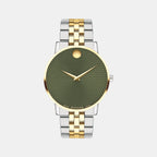Museum Men Quartz Green Dial Analog Stainless Steel Watch 607849