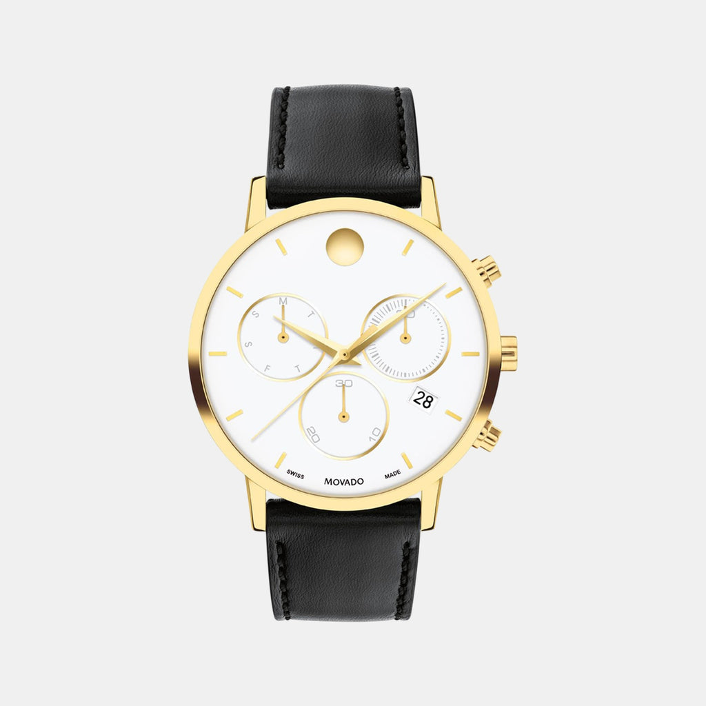 Museum Men Quartz White Dial Chronograph Leather Watch 607888