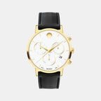 Museum Men Quartz White Dial Chronograph Leather Watch 607888