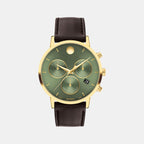 Museum Men Quartz Green Dial Chronograph Leather Watch 607890