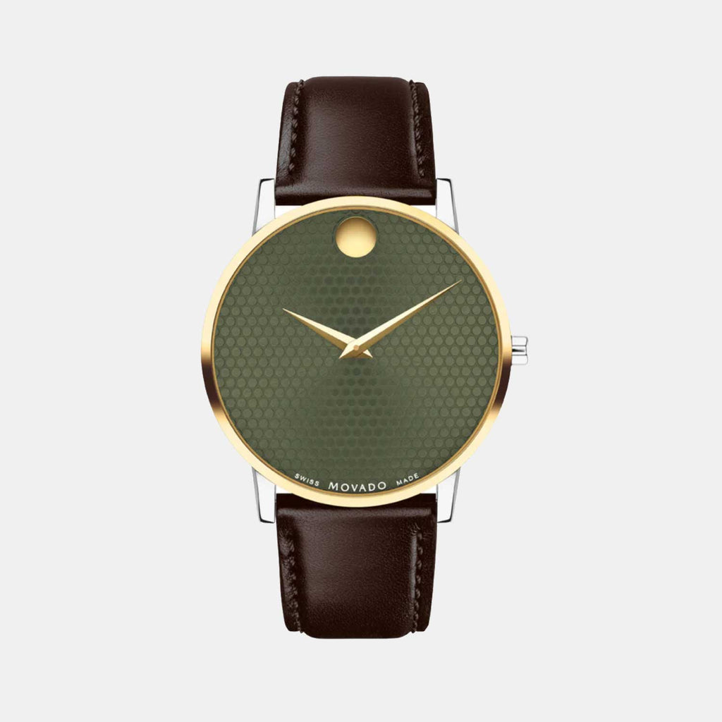 Museum Men Quartz Green Dial Analog Leather Watch 607893
