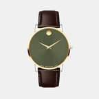 Museum Men Quartz Green Dial Analog Leather Watch 607893