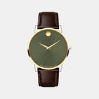 Museum Men Quartz Green Dial Analog Leather Watch 607893
