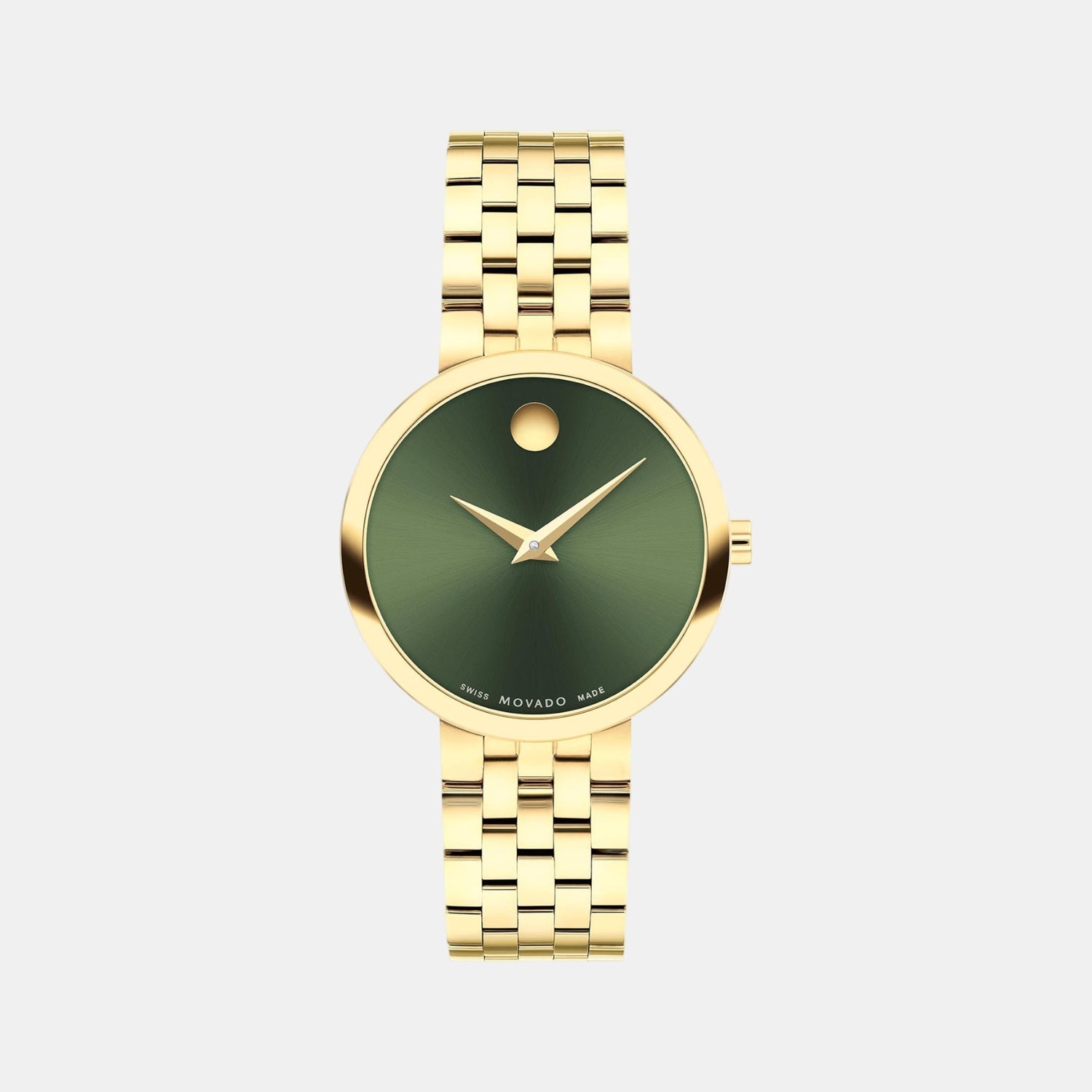 Movado Museum Women Quartz Green Dial Analog Stainless Steel Watch 607942