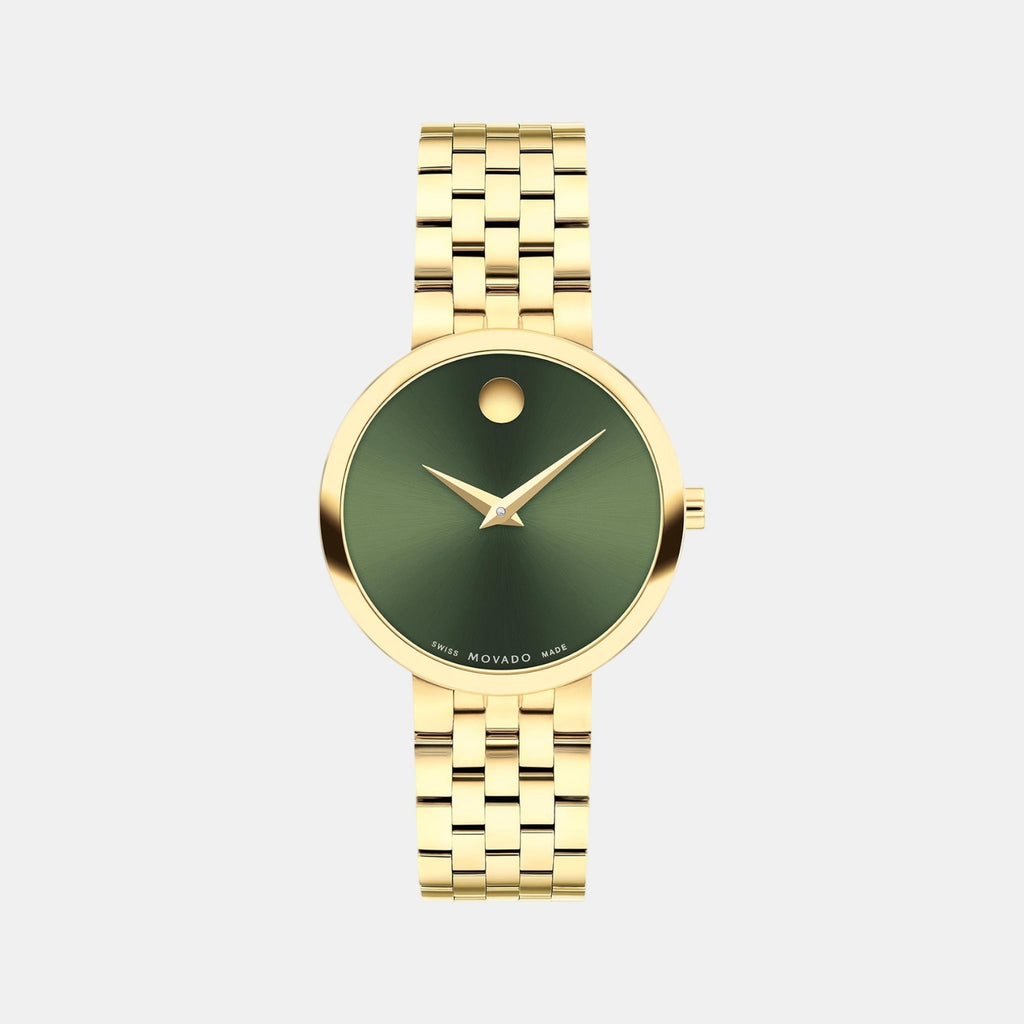 Museum Women Quartz Green Dial Analog Stainless Steel Watch 607942