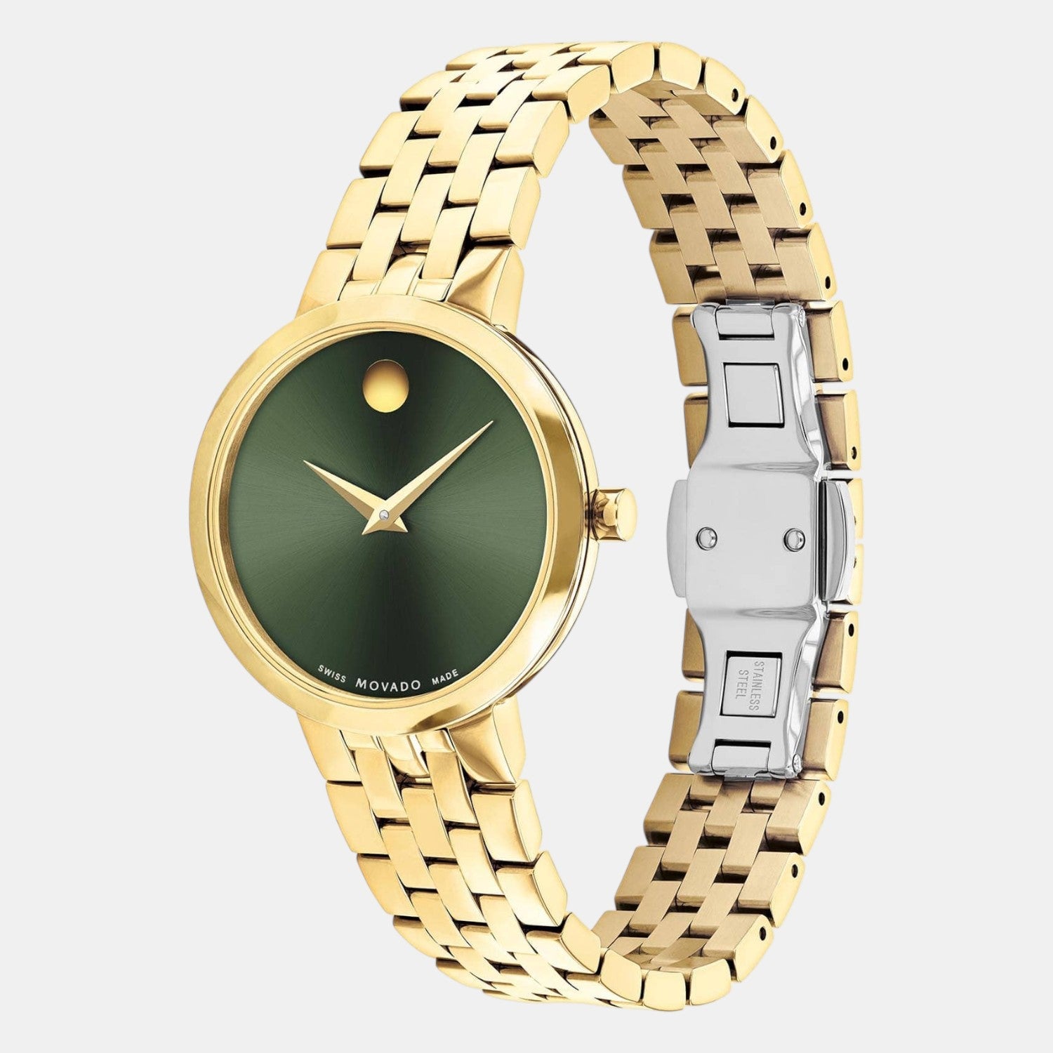 Museum Women Quartz Green Dial Analog Stainless Steel Watch 607942