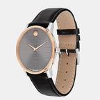Museum Men Quartz Grey Dial Analog Leather Watch 607999