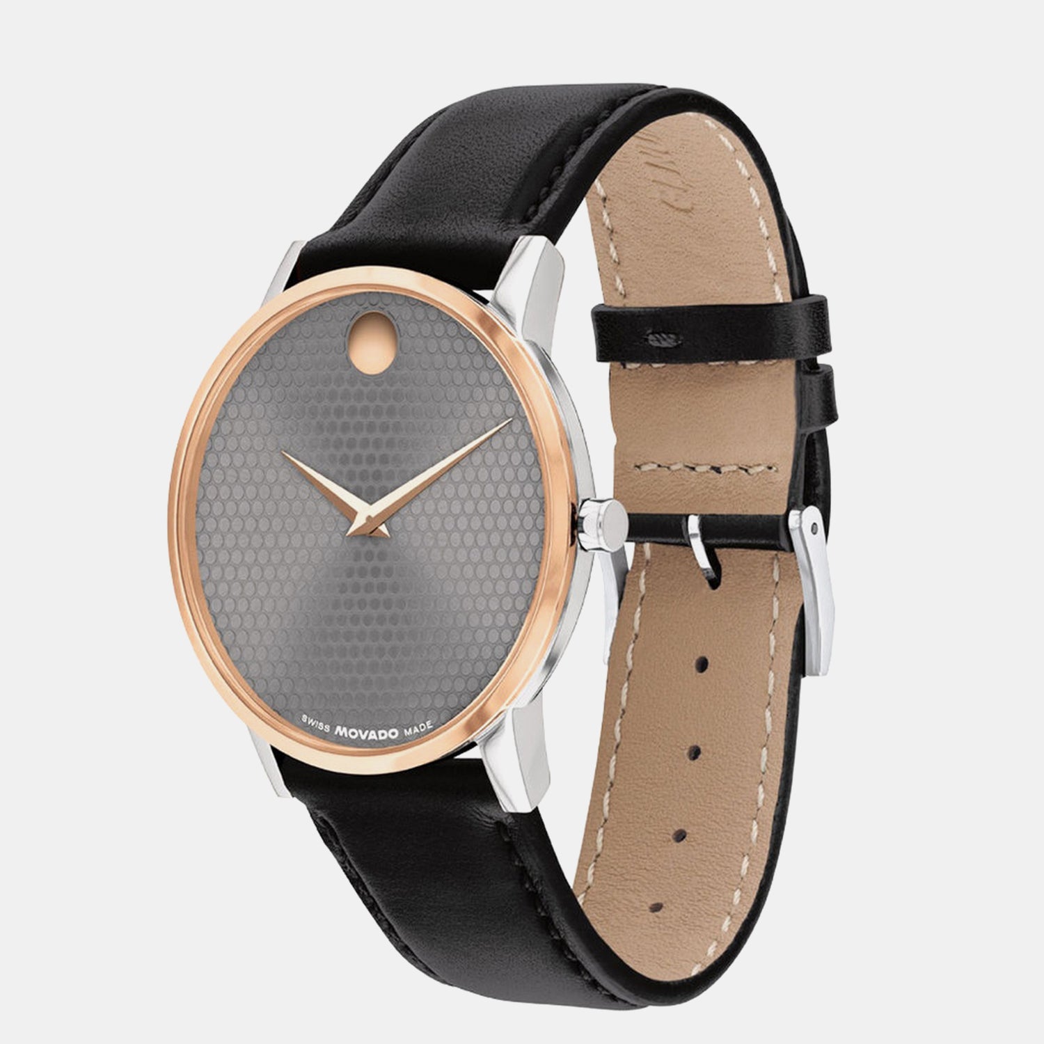 Museum Men Quartz Grey Dial Analog Leather Watch 607999