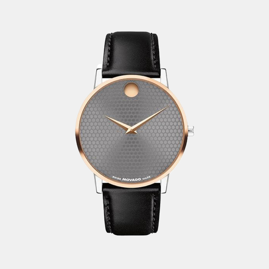 Museum Men Quartz Grey Dial Analog Leather Watch 607999
