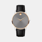Museum Men Quartz Grey Dial Analog Leather Watch 607999