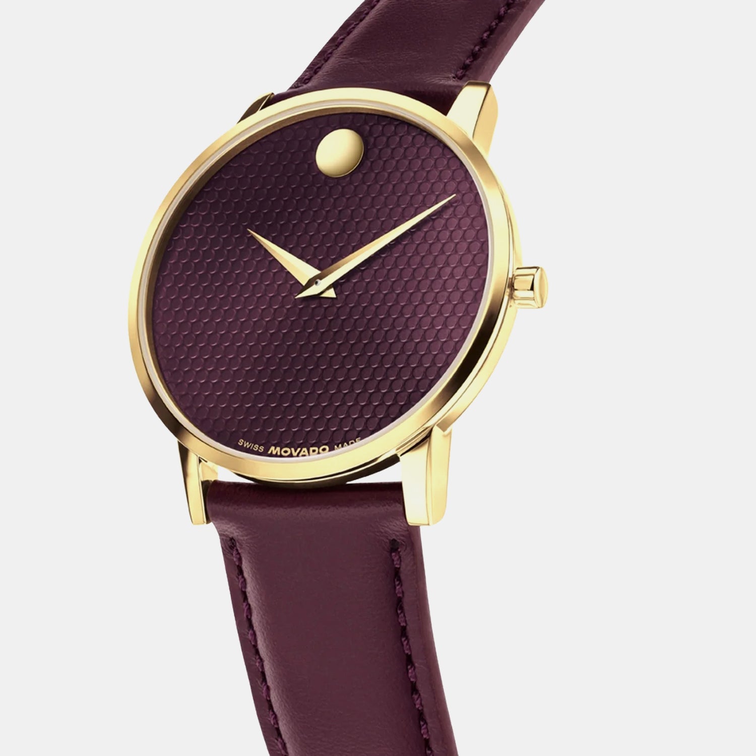 Museum Men Quartz Burgundy Dial Analog Leather Watch 608000