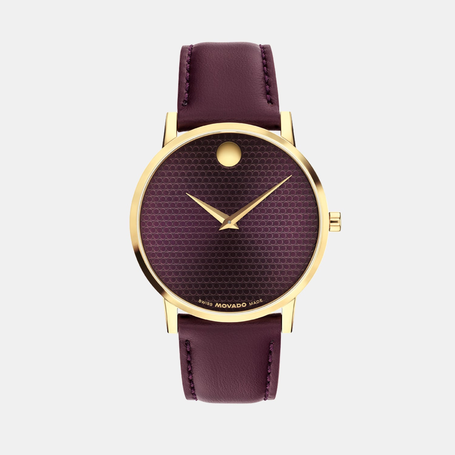 Museum Men Quartz Burgundy Dial Analog Leather Watch 608000