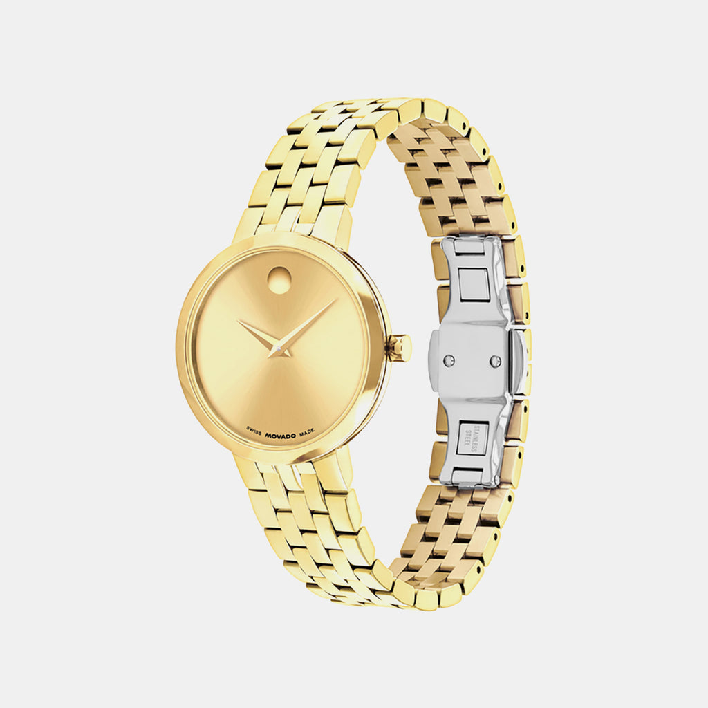 Museum Women Quartz Gold Dial Analog Stainless Steel Watch 608009