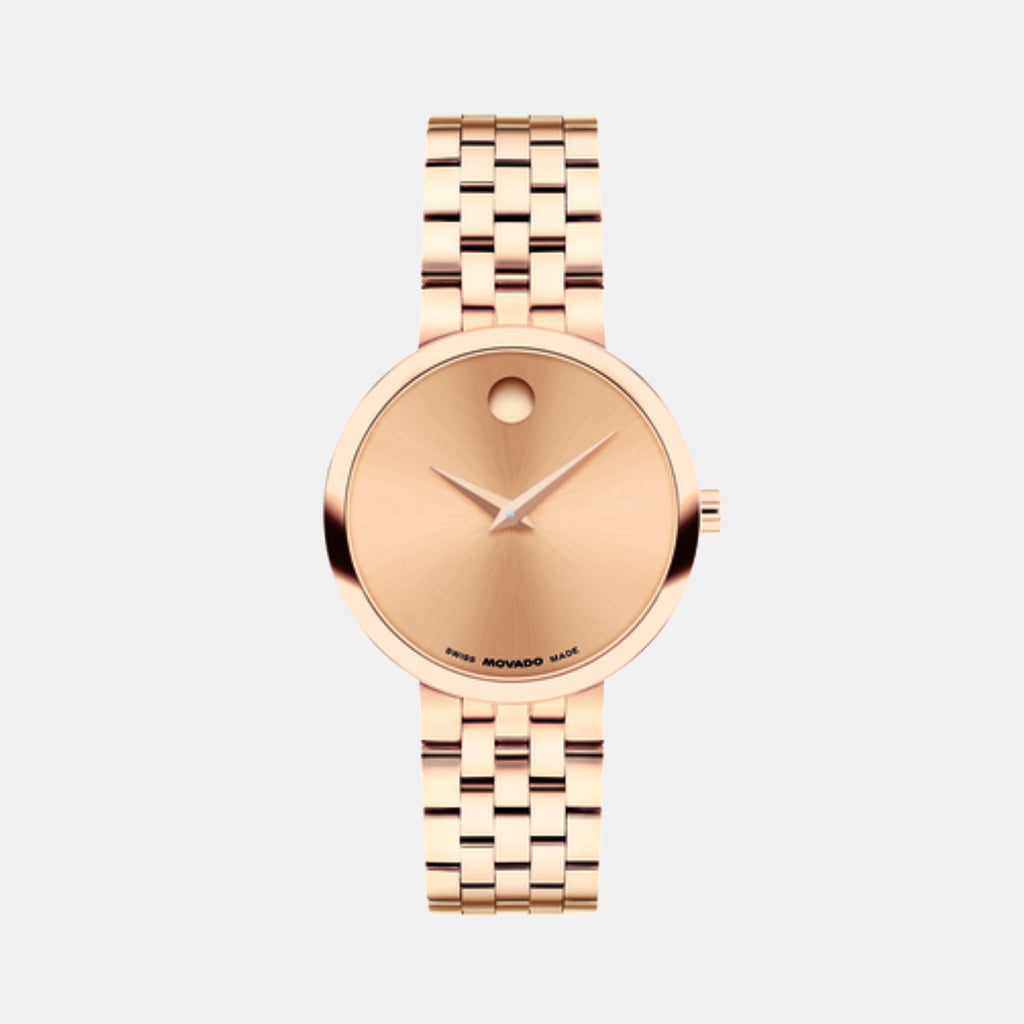 Museum Classic Women Quartz Rose Gold Dial Analog Stainless Steel Watch 608014