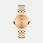 Museum Classic Women Quartz Rose Gold Dial Analog Stainless Steel Watch 608014