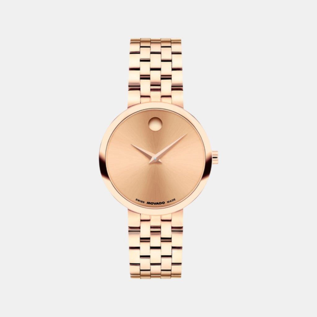 Museum Women Quartz Pink Dial Analog Stainless Steel Watch 608014
