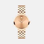 Museum Women Quartz Pink Dial Analog Stainless Steel Watch 608014