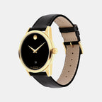 Museum Men Automatic Black Dial Analog Leather Watch 608025