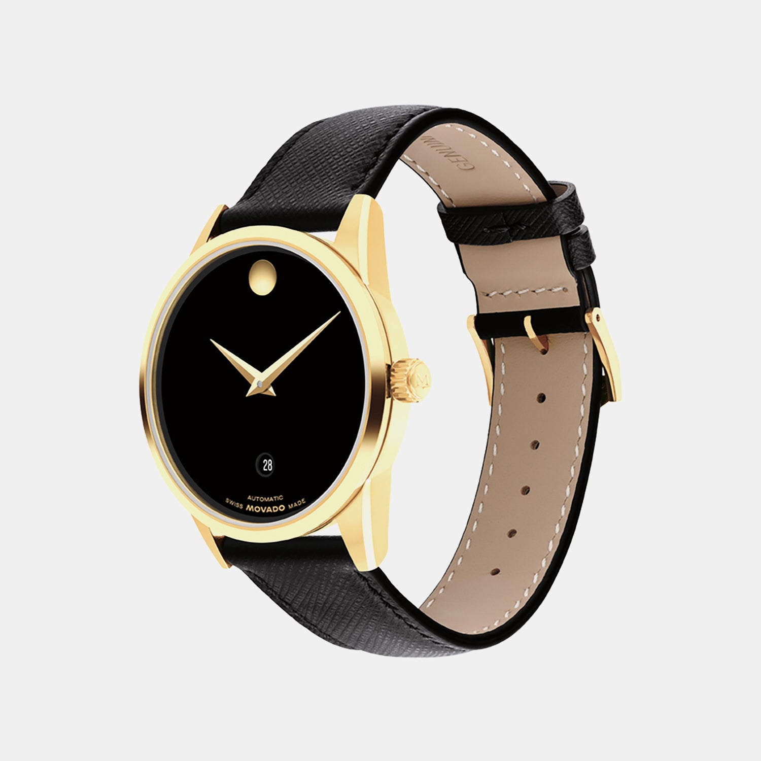 Museum Men Automatic Black Dial Analog Leather Watch 608025