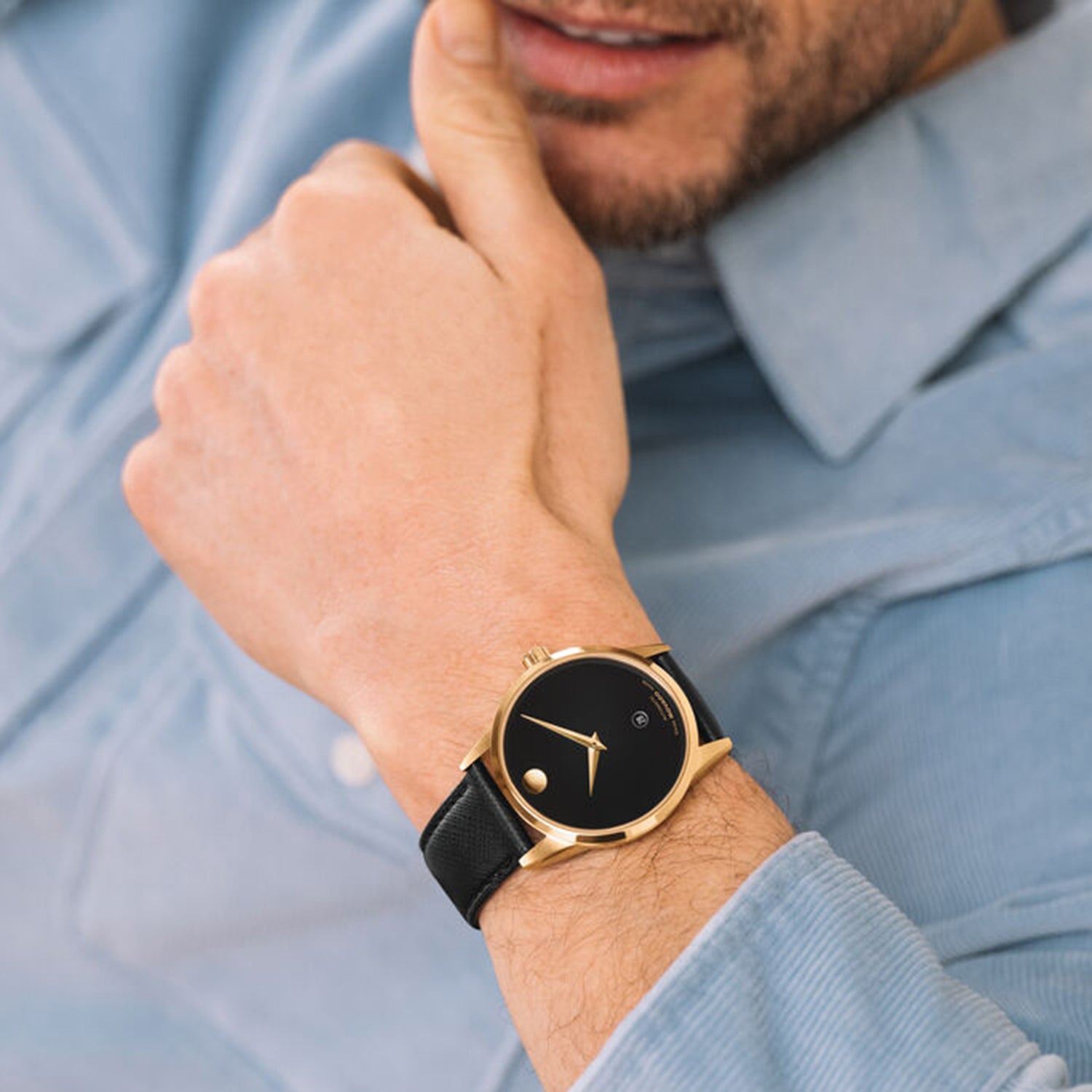 Museum Men Automatic Black Dial Analog Leather Watch 608025