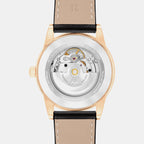 Museum Men Automatic Black Dial Analog Leather Watch 608026