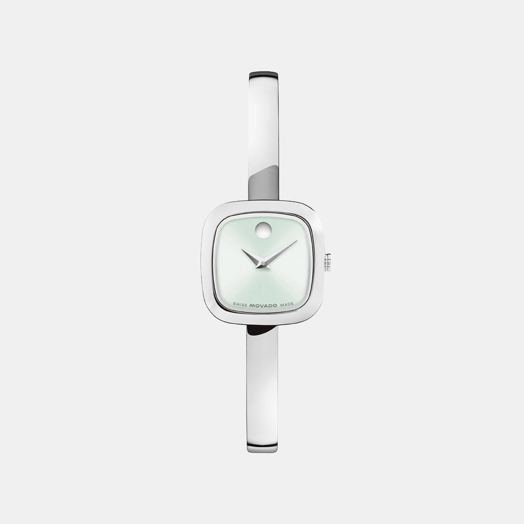 Museum Bangle Women Quartz Green Dial Analog Stainless Steel Watch 608060