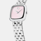 Women Quartz Pink Dial Analog Stainless Steel Watch 608092