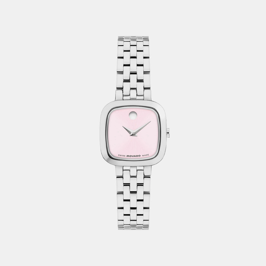 Women Quartz Pink Dial Analog Stainless Steel Watch 608092