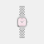 Women Quartz Pink Dial Analog Stainless Steel Watch 608092