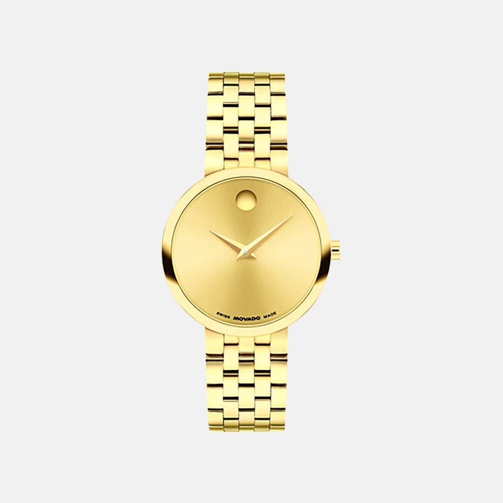 Museum Classic Women Quartz Gold Dial Analaog Stainless Steel Watch 608203