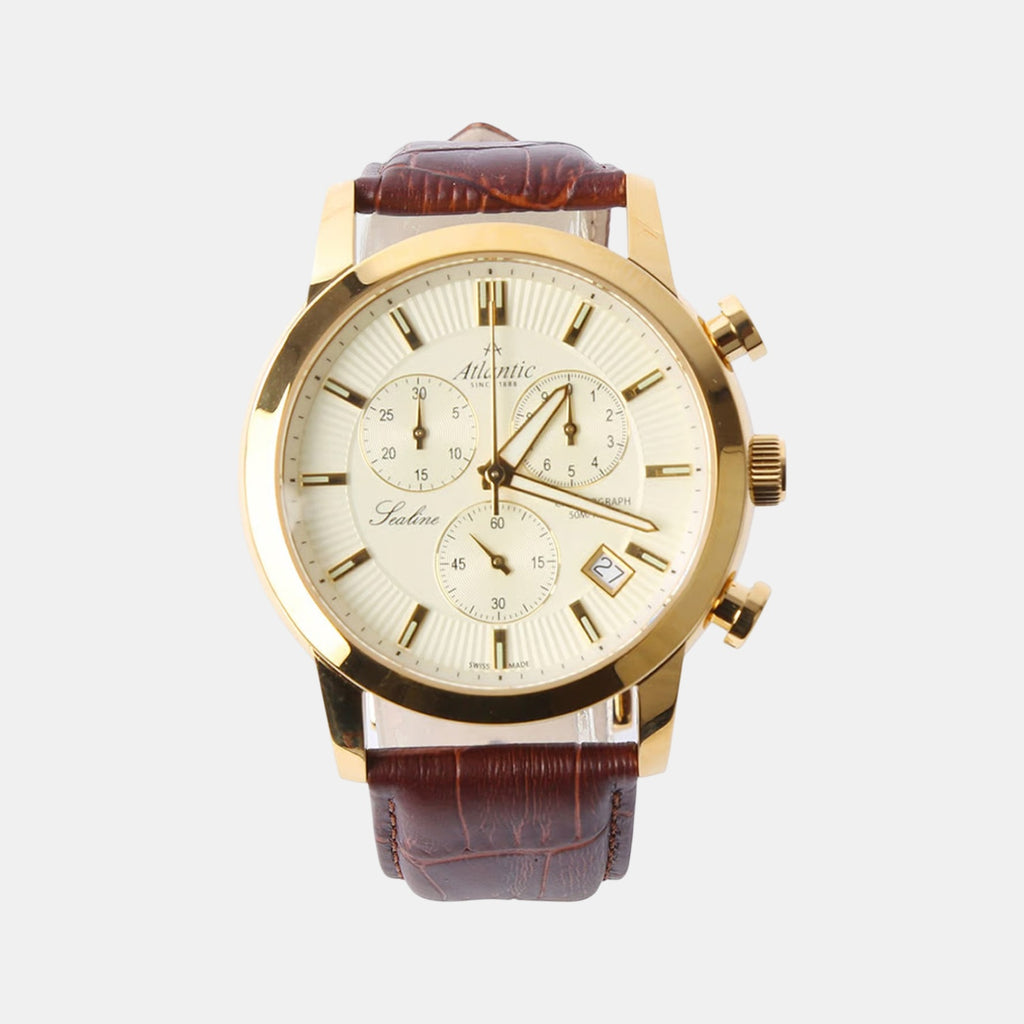 Sealine Men Quartz Gold Dial Chronograph Leather Watch 62450.45.31
