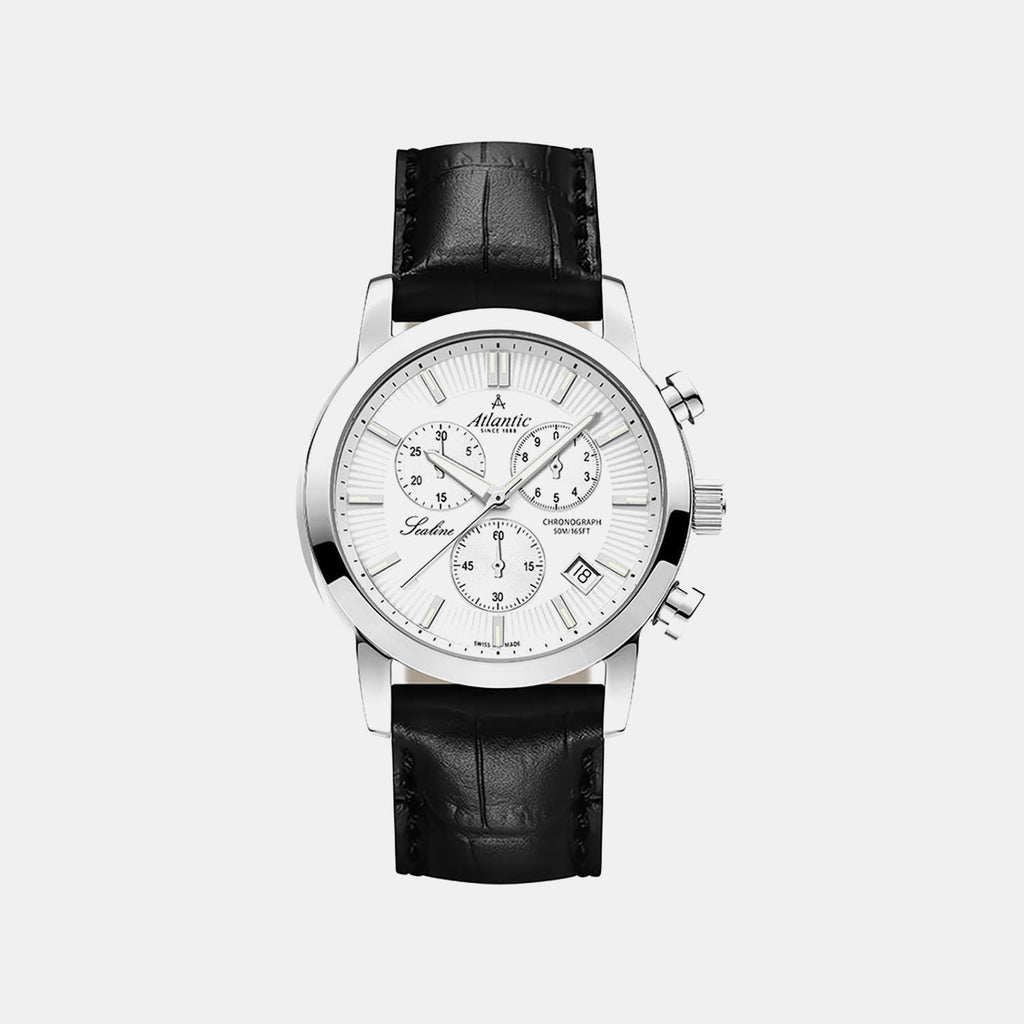 Sealine Men Quartz Silver Dial Chronograph Leather Watch 62450.41.21