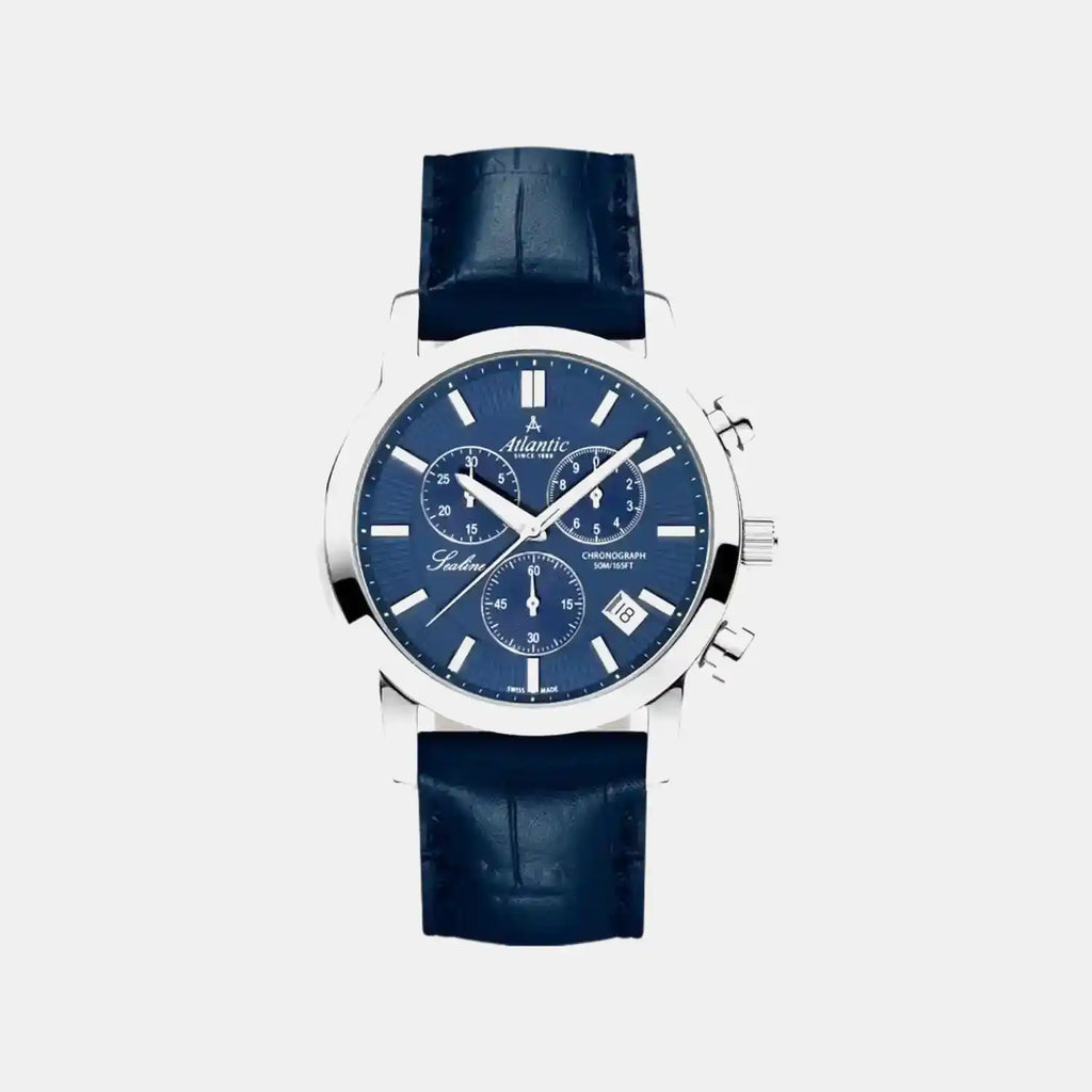 Men Quartz Blue Dial Chronograph Leather Watch 62450.41.51