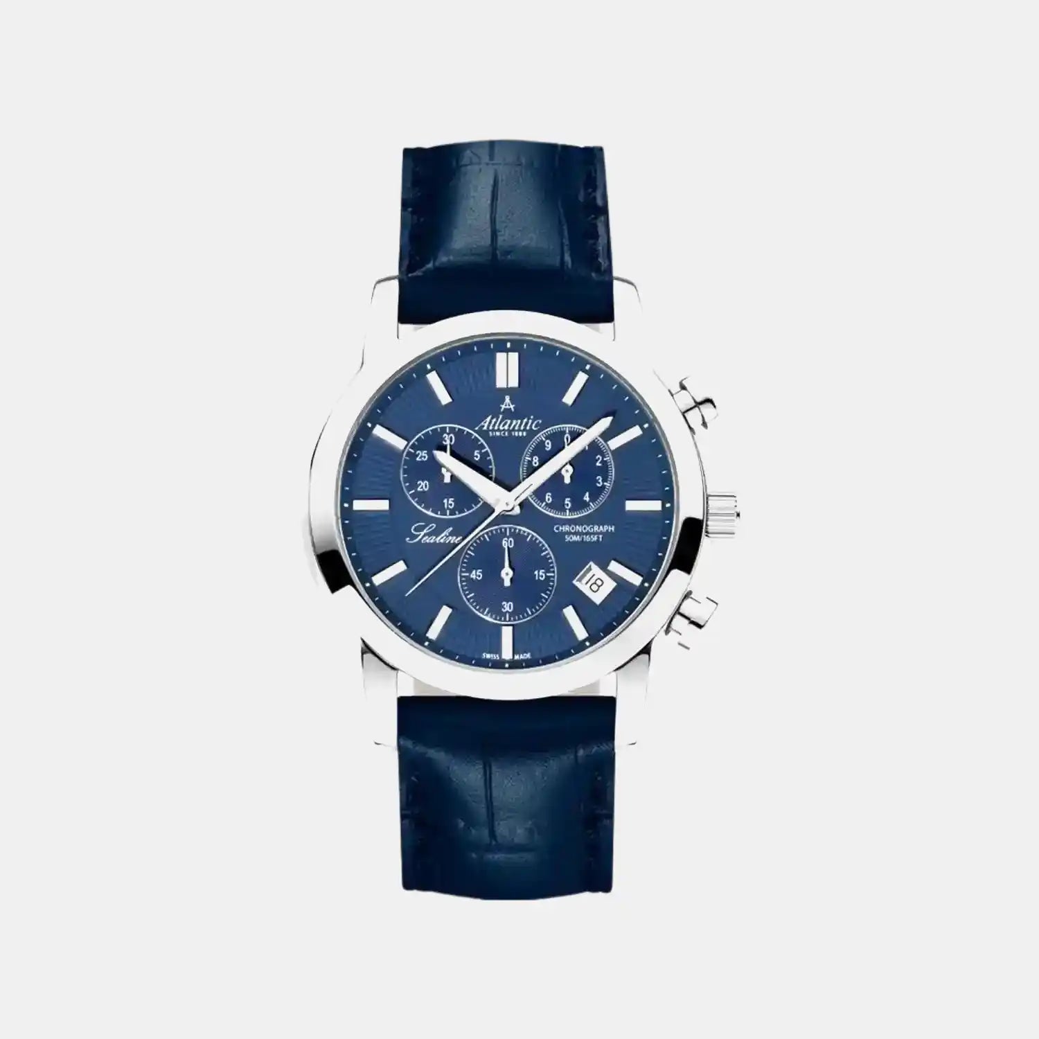 Men Quartz Blue Dial Chronograph Leather Watch 62450.41.51