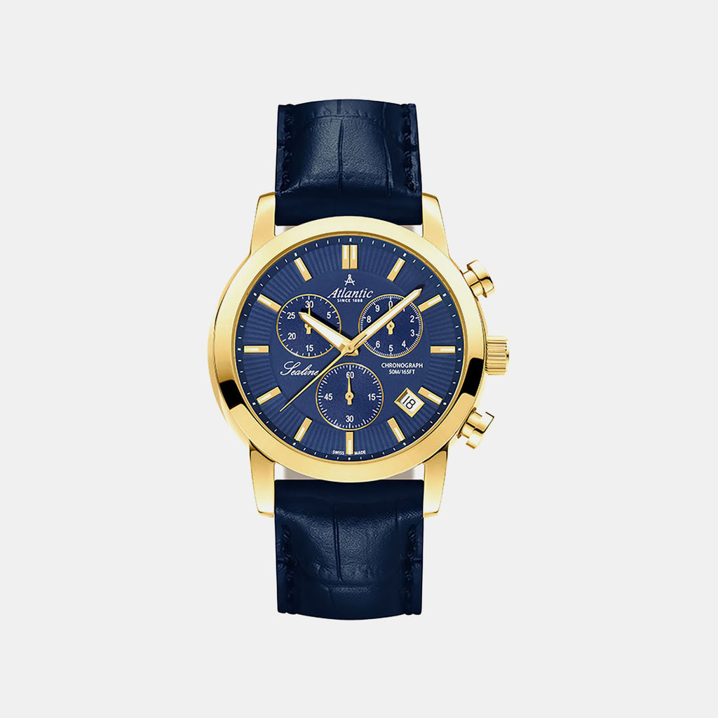 Sealine Men Quartz Blue Dial Chronograph Leather Watch 62450.45.51