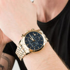 Men Quartz Blue Dial Chronograph Stainless Steel Watch 62455.45.51
