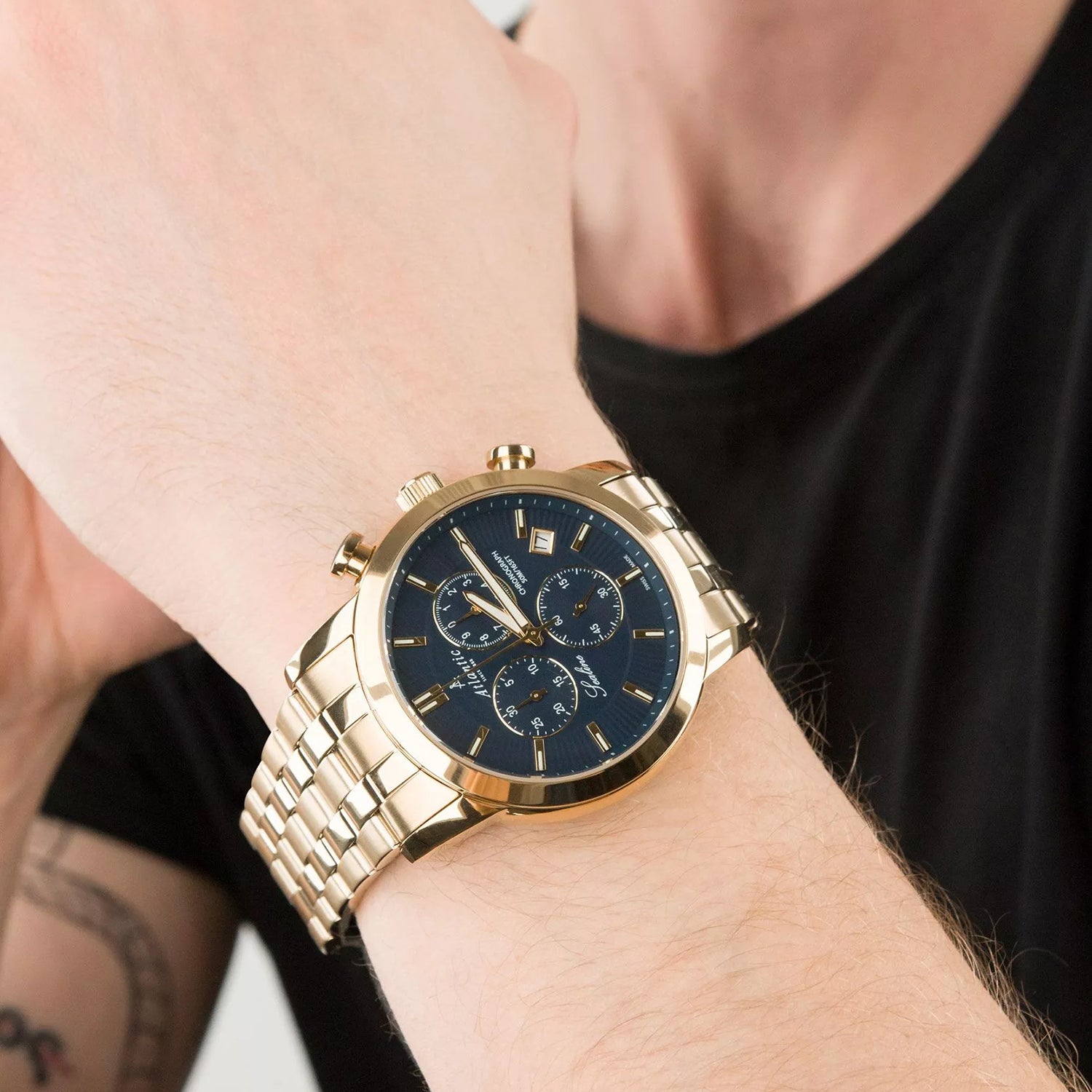 Men Quartz Blue Dial Chronograph Stainless Steel Watch 62455.45.51