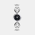 Women Quartz Black Dial Analog Stainless Steel Watch 6303T-M1104
