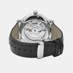Men Automatic Silver Dial Analog Leather Watch 641-L10306