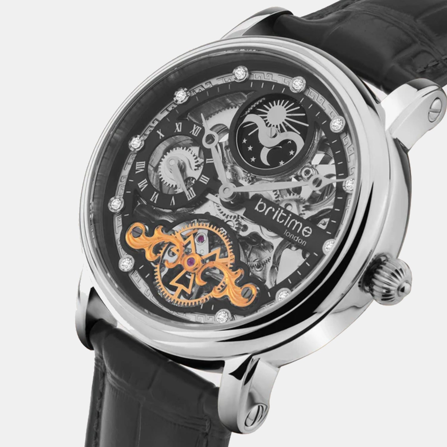 Men Automatic Black Dial Analog Leather Watch 641-L10406