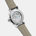 Men Automatic Black Dial Analog Leather Watch 641-L10406